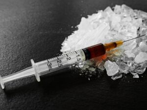 Methamphetamin Drug on Spoon,Speed Drug Addiction