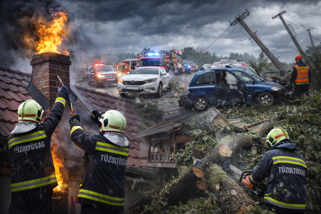 Mozgalmas vasárnap Szabolcsban: tűzeset, balesetek és viharkárok több településen