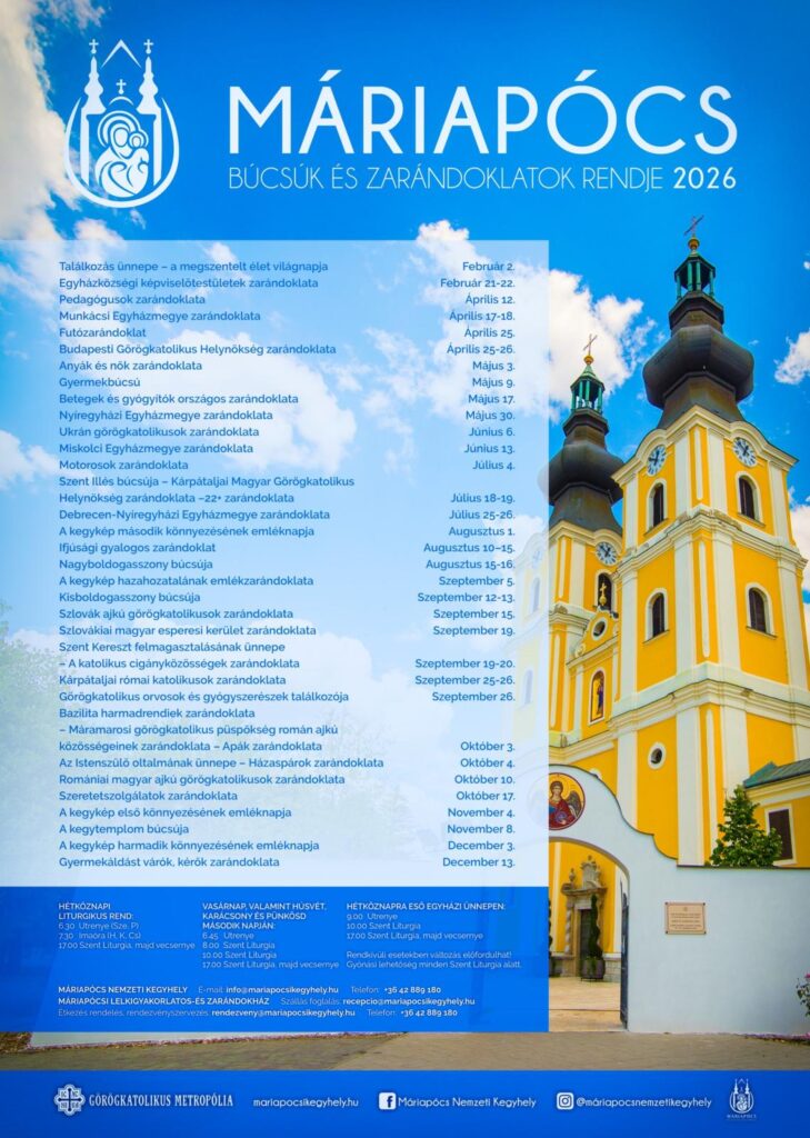 Búcsúk és zarándoklatok 2026-ban Máriapócson