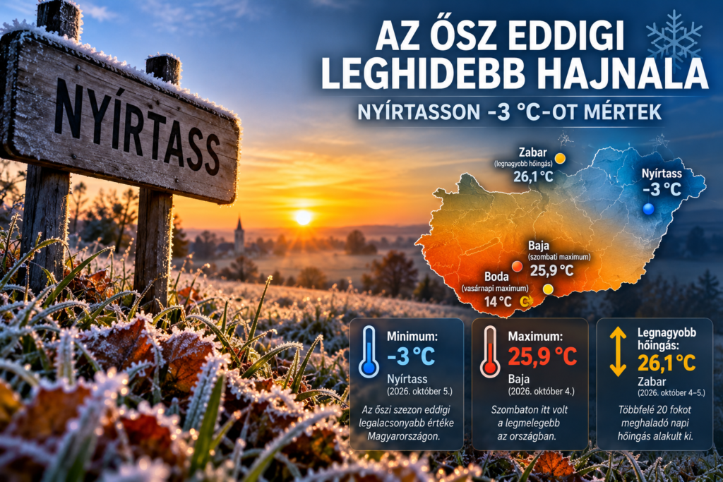 Megvan az ősz eddigi leghidegebb hajnala: Nyírtasson mínusz 3 fokig zuhant a hőmérséklet